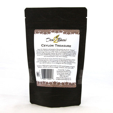 Ceylon Treasure Tea, Loose Leaf Ceylon Black Tea Natural Fruits and Exotic Flavors, Resealable Pouch, 3.5 oz.