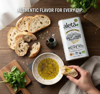 Aleta Organic Single Estate Extra Virgin Greek Olive Oil, PDO Messara Valley, High Polyphenols, 17 Oz Tin,