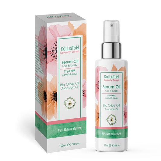 Kalliston, Serenity Hair and Body Serum offers hydration, moisturizing, exfoliating leaving the skin bright and soft Hair Thick, Organic Spray Bottle, (3.38 oz)