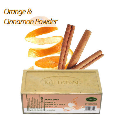 Orange & Cinnamon Powder, Olive Soaps with Natural Herbs, Fragrance Free, Made in Island of Crete, Greece, 7.05 oz