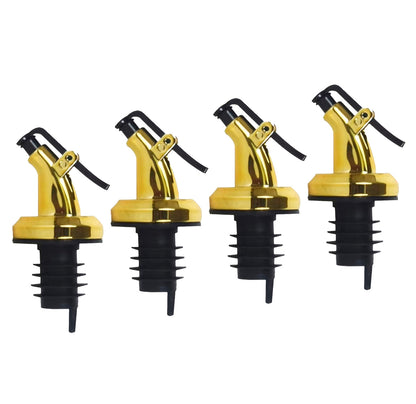 Ellora Farms, Venus Chef Pourer 4 Pk, Venus Chef Pourer, Perfect for Oil, Vinegar or Wines, Snap on Lock, Gold