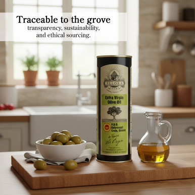 Ellora Farms, Certified PDO Extra Virgin Olive Oil, Traceable and Single Estate EVOO, Harvested in Crete, Greece, 17 oz Tin
