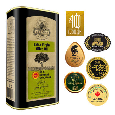 Ellora Farms PDO Single Estate Greek Extra Virgin Greek Olive Oil, 1 Ltr Tin & 250 ml bottle Combo