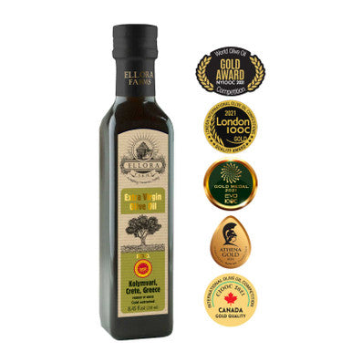 Ellora Farms, Certified Single Estate PDO Extra Virgin Olive Oil, Cold Pressed, Kosher & Traceable, Crete, Greece, 8.45 oz bottle