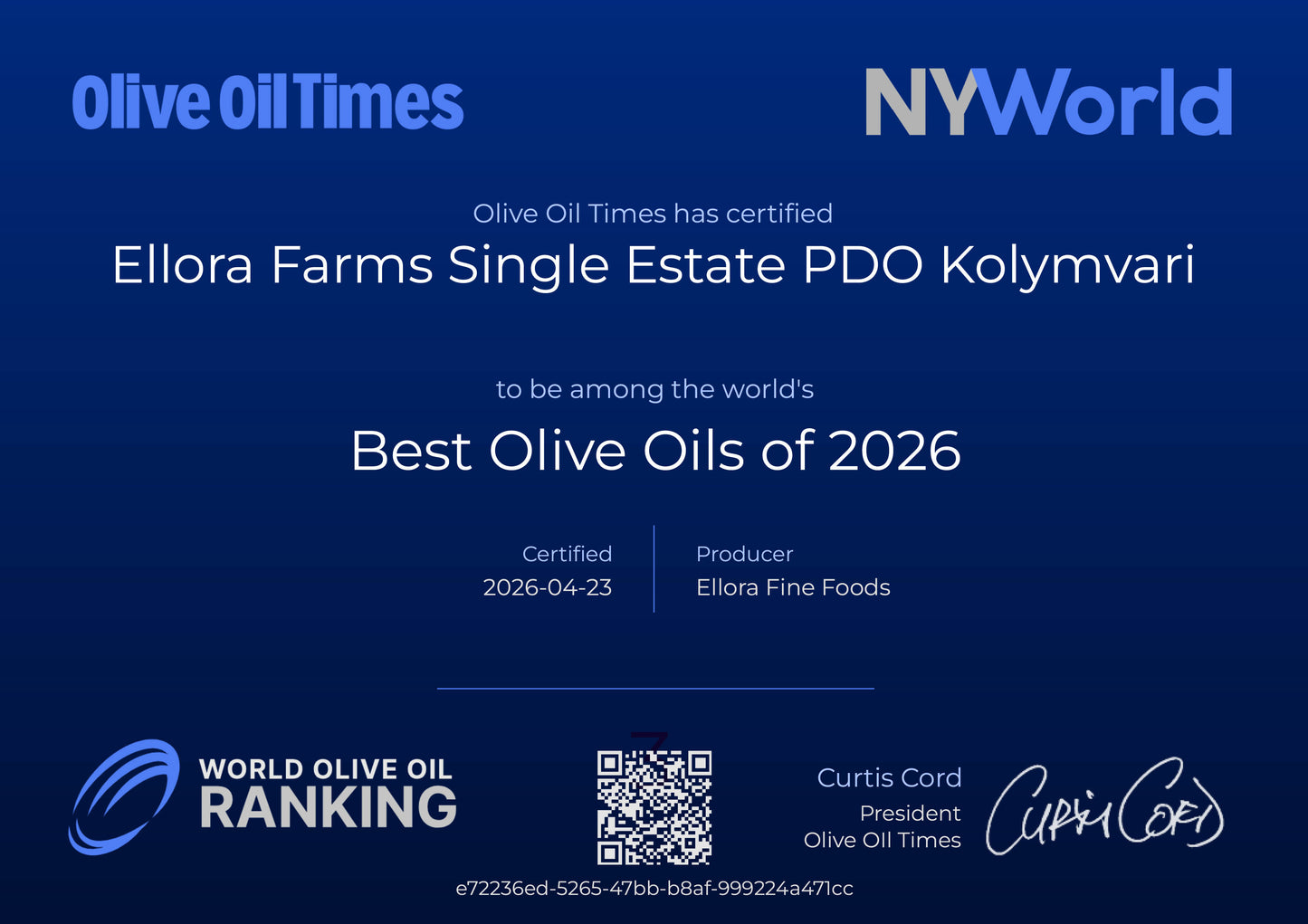 Ellora Farms, Certified PDO Single Estate Extra Virgin Olive Oil, Kosher & Traceable, First Cold Press, 8.45 oz Bottles, Pack of 2