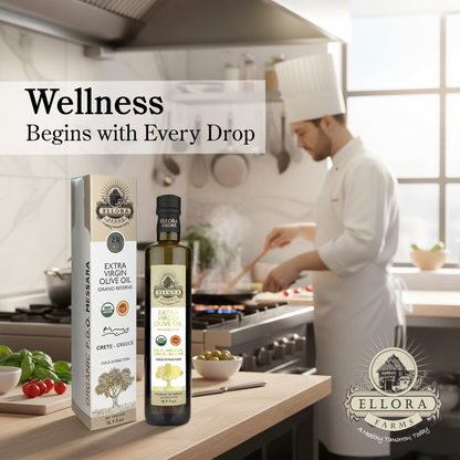 Ellora Farms PDO Organic & PDO Single Estate Greek Extra Virgin Greek Olive Oil, 500ml Bottles Combo