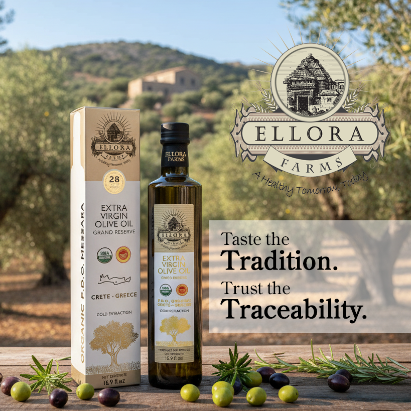 Ellora Farms PDO Organic & PDO Single Estate Greek Extra Virgin Greek Olive Oil, 500ml Bottles Combo