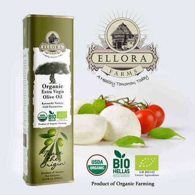 Ellora Farms, Certified Organic Greek Extra Virgin Olive Oil, Single Origin & Traceable EVOO, 17 oz, Tin, Pack of 2