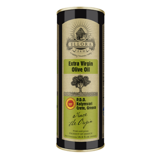 Ellora Farms, Certified PDO Extra Virgin Olive Oil, Traceable and Single Estate EVOO, Harvested in Crete, Greece, 17 oz Tin
