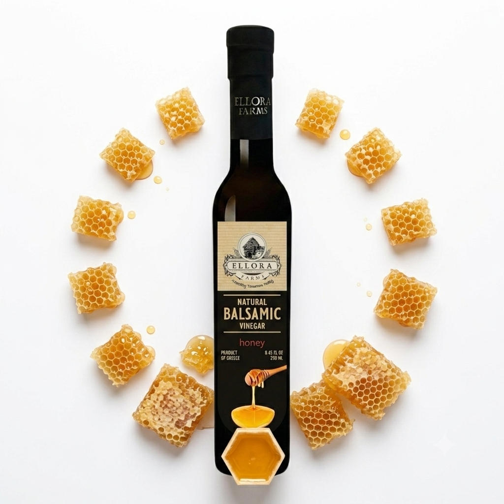 Ellora Farms, Greek Honey Infused Thick Balsamic Vinegar, Product of Crete, Greece, 8.5 oz