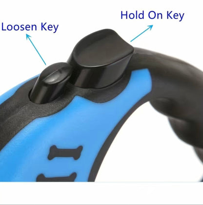Pawspire Signature Retractable Leash, Smooth One-Touch Locking, Ergonomic Grip, 3M (10 feet) Heavy-Duty Nylon Strip, (Blue)