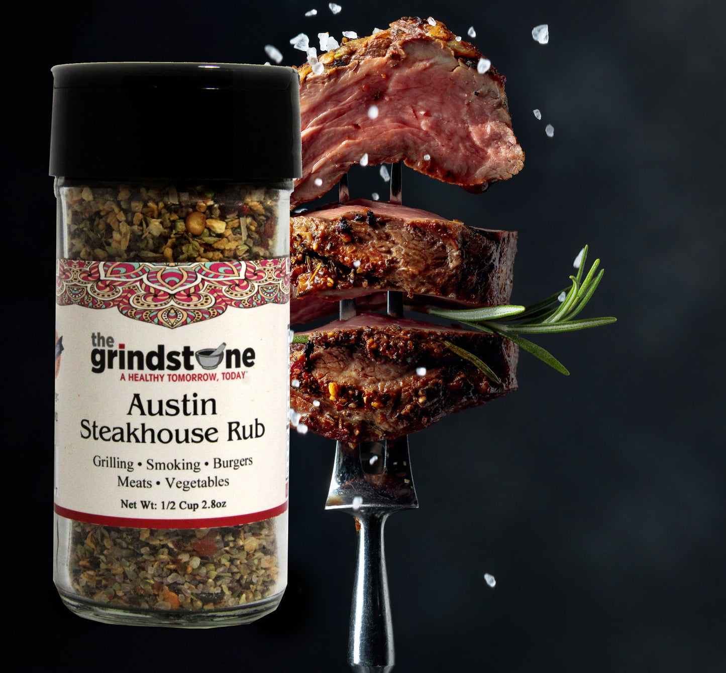 Combo Pack, Salt-Free Chophouse Burger and Austin Steakhouse Rub, Perfect for Burgers, Pasta, Pizza, Steaks, Grilled Meats, 1/2 cup Glass Bottle, Pack of 2