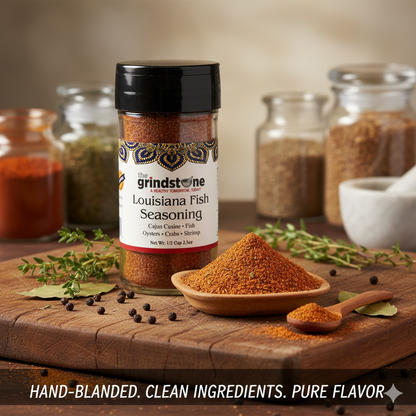 Louisiana Fish Seasoning, Spice Rub for Cajun food, Dirty Rice, Seafood, Fajitas, MSg Free, 2.50 oz. Glass jar with Sifter, Pack of 2