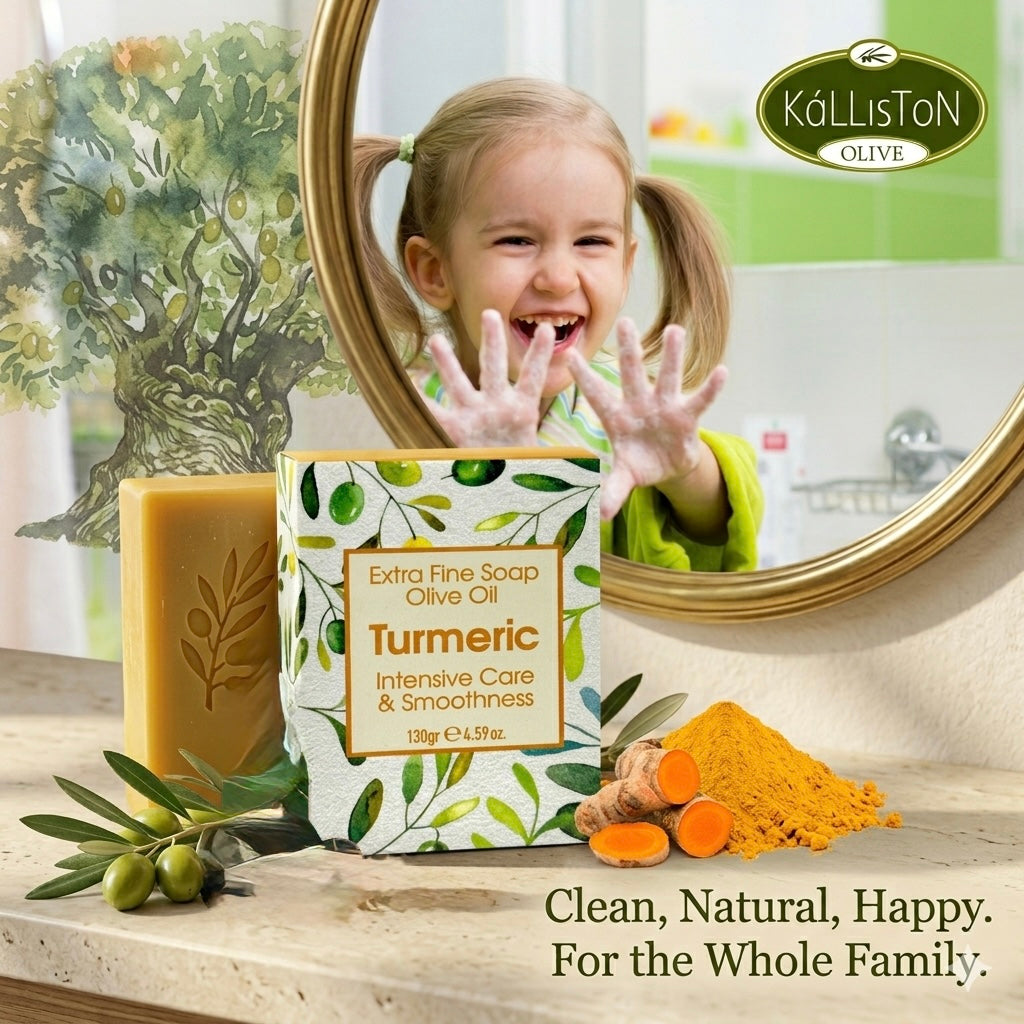 Olive & Turmeric Soap, Extra Fine Soap, Intensive Care, Made with Real Olive Oil, 125g Each Bar