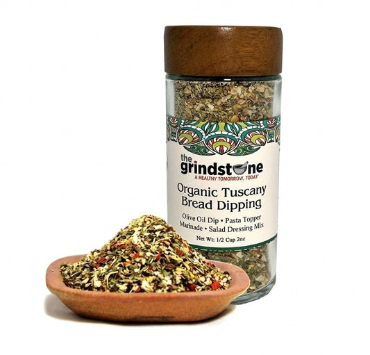 Organic Tuscany Bread Dipping Seasoning, Best with Extra Virgin Olive Oil, Pasta Topper, Pizza, Glass Jar with sifter, 2.3 oz