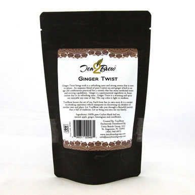 Ginger Twist Tea, Loose Leaf Black Tea with Natural Ginger, Resealable Pouch, 3.5 oz.