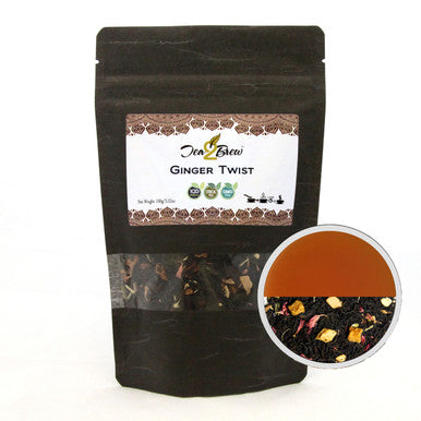 Ginger Twist Tea, Loose Leaf Black Tea with Natural Ginger, Resealable Pouch, 3.5 oz.
