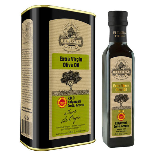 Ellora Farms PDO Single Estate Greek Extra Virgin Greek Olive Oil, 1 Ltr Tin & 250 ml bottle Combo