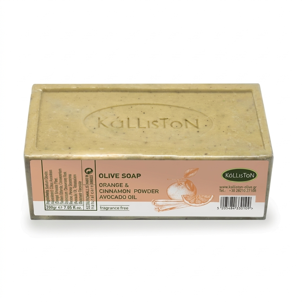 Orange & Cinnamon Powder, Olive Soaps with Natural Herbs, Fragrance Free, Made in Island of Crete, Greece, 7.05 oz