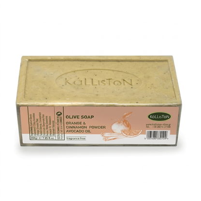 Orange & Cinnamon Powder, Olive Soaps with Natural Herbs, Fragrance Free, Made in Island of Crete, Greece, 7.05 oz