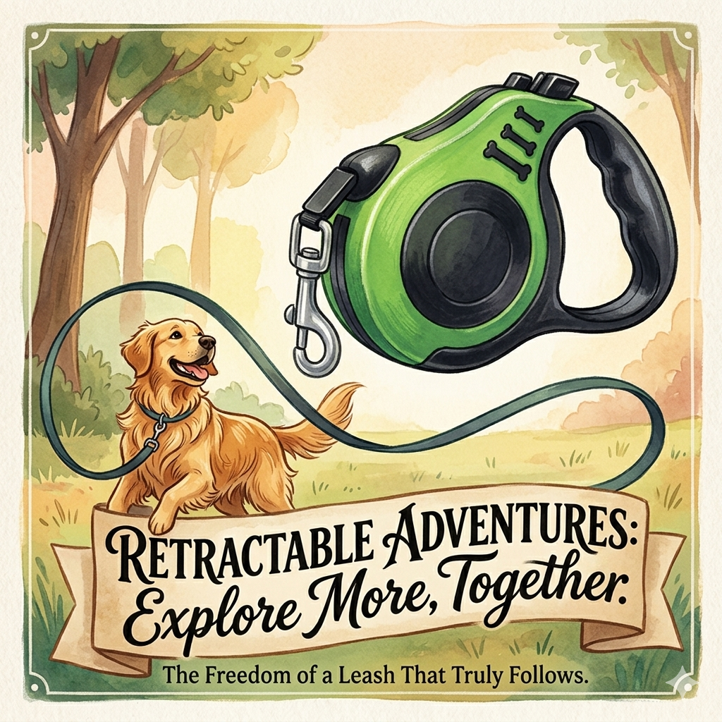 Pawspire Signature Retractable Leash, Smooth One-Touch Locking, Ergonomic Grip, 3M (10 feet) Heavy-Duty Nylon Strip, (Green)