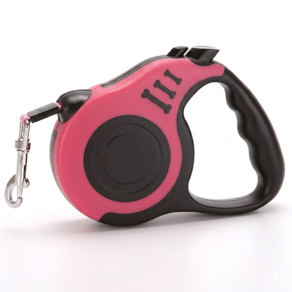 Pawspire Signature Retractable Leash, Smooth One-Touch Locking, Ergonomic Grip, 3M (10 feet) Heavy-Duty Nylon Strip, (Pink)