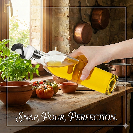 Ellora Farms, Apollo Chef Pourer, Magnetized Gravity Closing Spout, Perfect for Oil, Vinegar or Wines (Black)