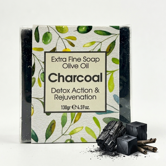 Charcoal & Olive Soap, Detox & Rejuvenate, Extra Fine Soap, Made with Real Olive Oil, 125g Each Bar