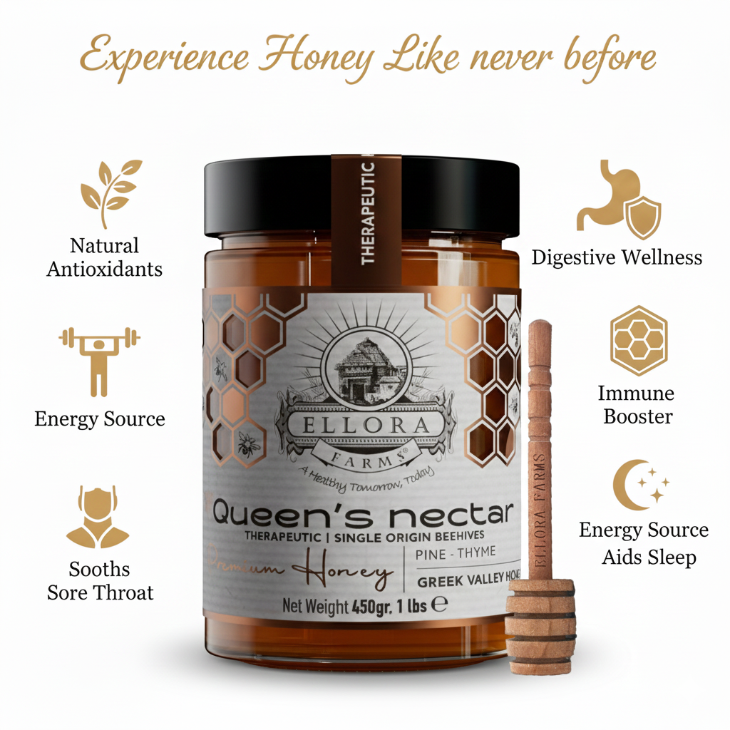 Ellora Farms, Greek Raw Honey, Queens Nectar, Lemon & Orange Blossom, 450g