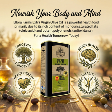 Ellora Farms, Extra Virgin Olive Oil, Single Estate and Traceable, Certified PDO Harvested in Crete, Greece, 1 Ltr. Tin, 33.8 FL oz , Pack of 2
