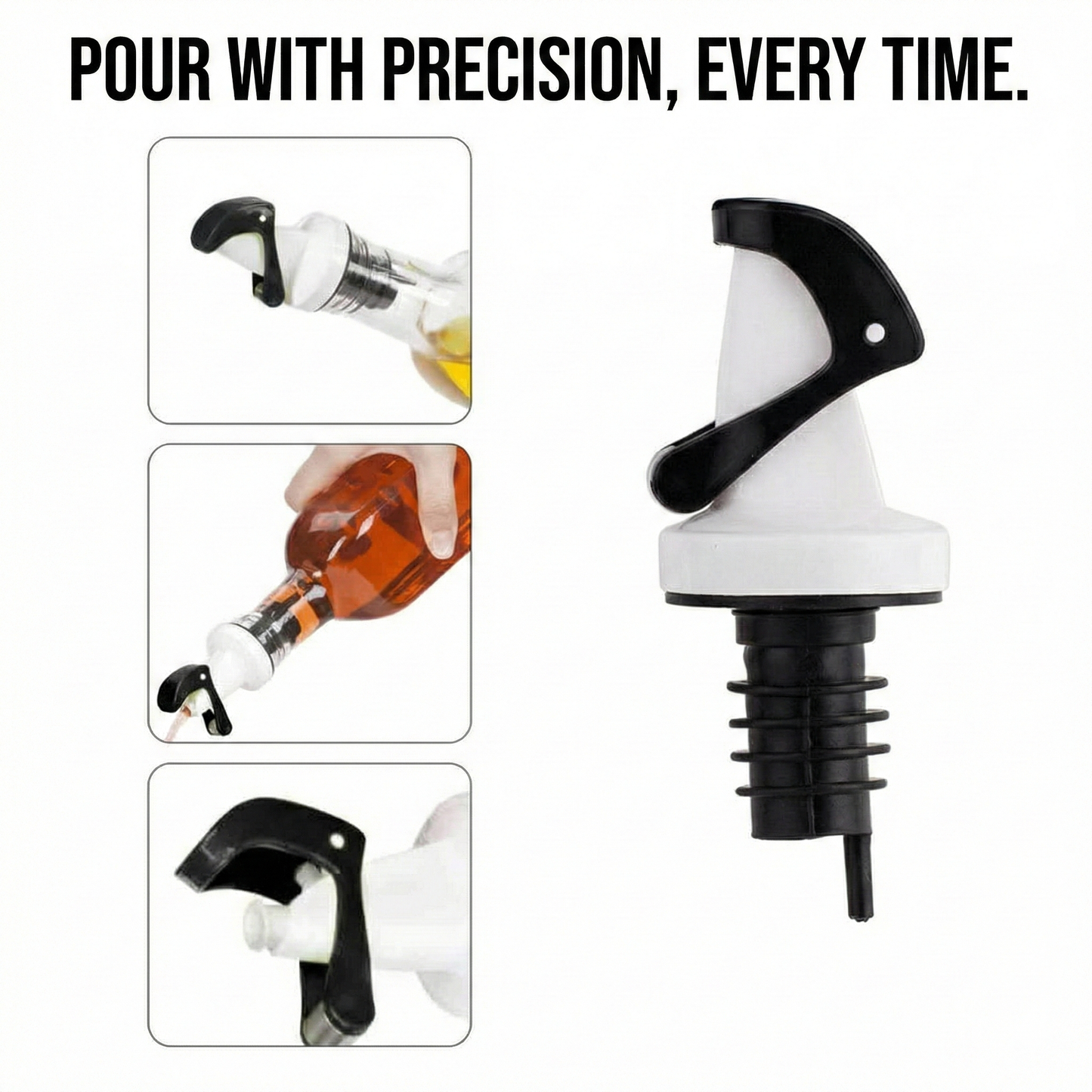 Ellora Farms, Apollo Chef Pourer, Magnetized Gravity Closing Spout, Perfect for Oil, Vinegar or Wines (Black)