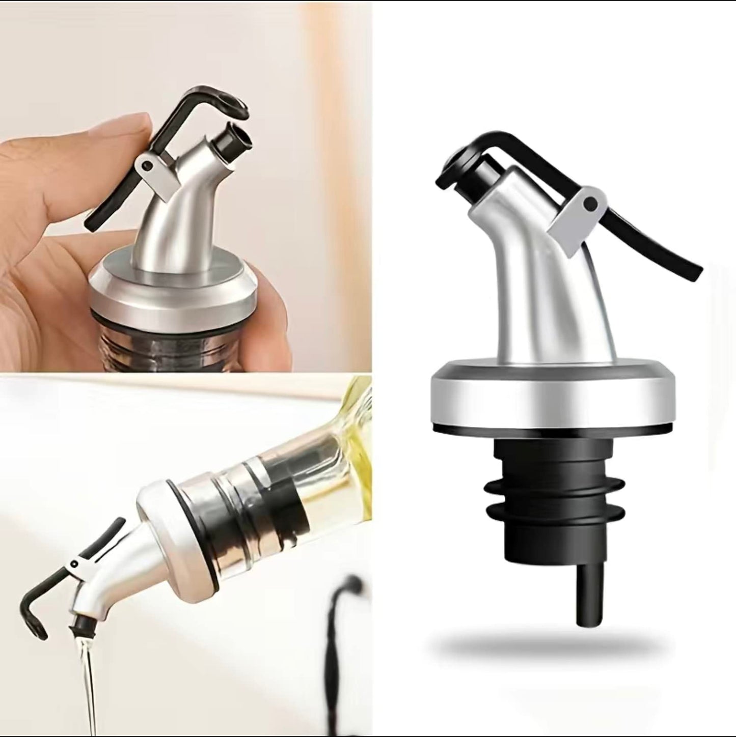 Ellora Farms, Venus Chef Pourer 4 Pk, BPA Free, Designed for Oil, Vinegar, or Dressings, Fits 16 oz bottles