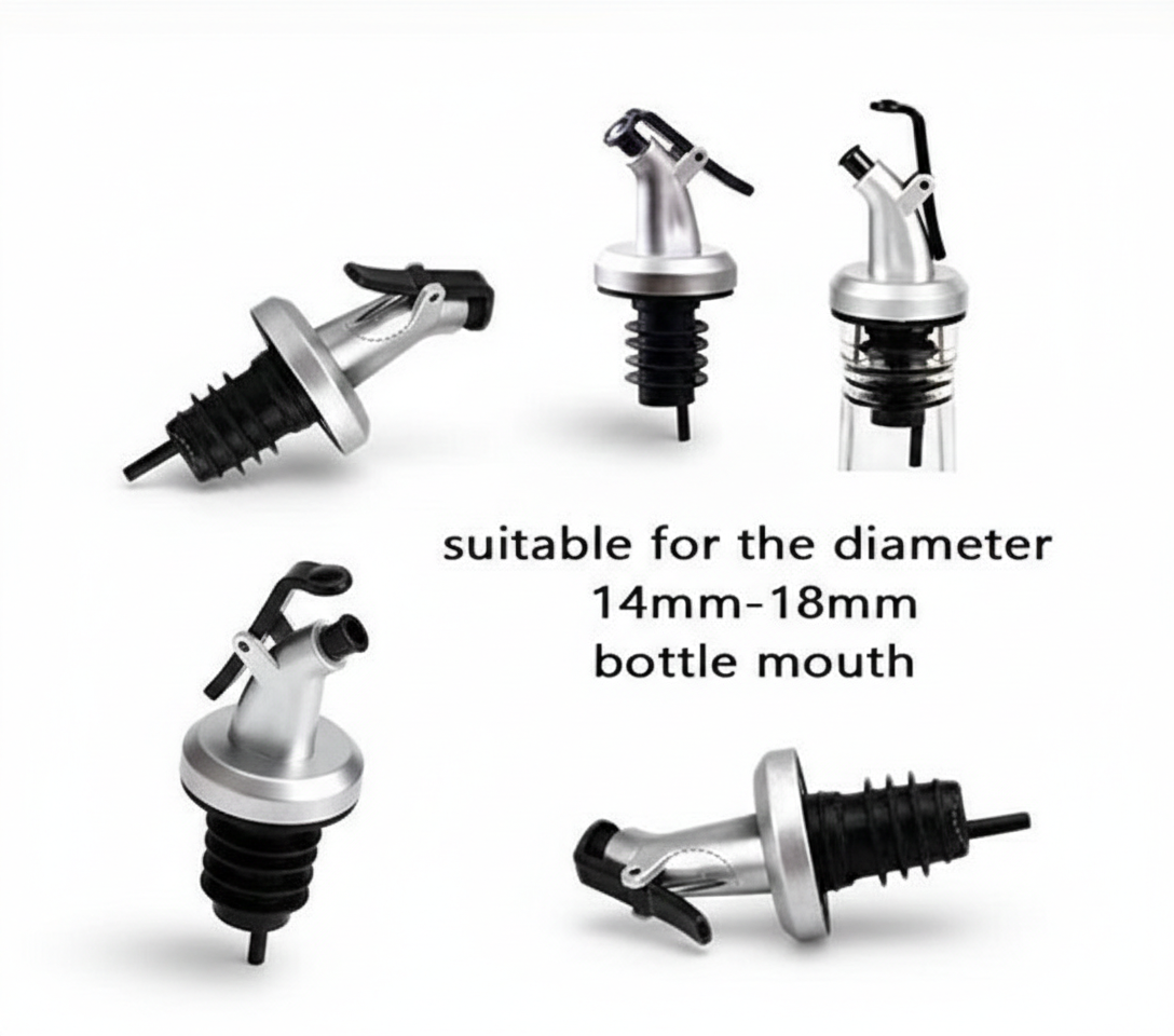 Ellora Farms, Venus Chef Pourer 4 Pk, BPA Free, Designed for Oil, Vinegar, or Dressings, Fits 16 oz bottles