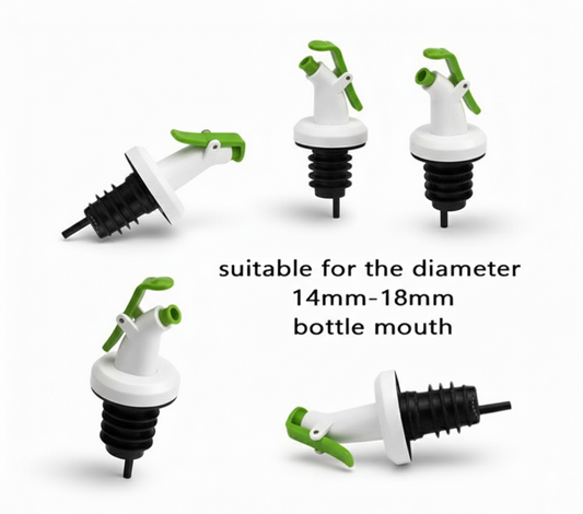 Ellora Farms, RANI Chef Pourer 2 Pk, Venus Chef Pourer, Perfect for Oil, Vinegar or Wines, Snap on Lock, Green