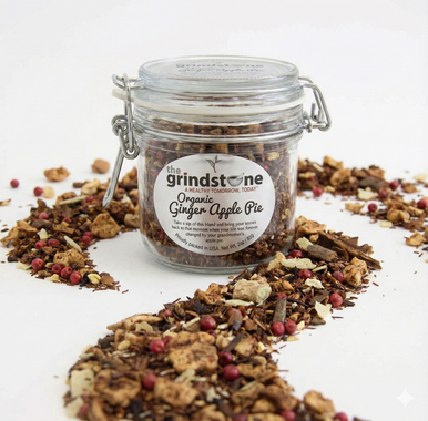 Organic Ginger Apple Pie Tea, Caffeine Free Herbal Infusion, Dessert Tea Collection, 2 oz. Jar