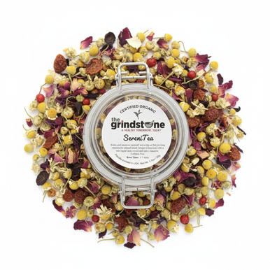 Organic SereniTea, Caffeine Free Herbal Infusion, Wellness Tea, 1.1 Oz Jar