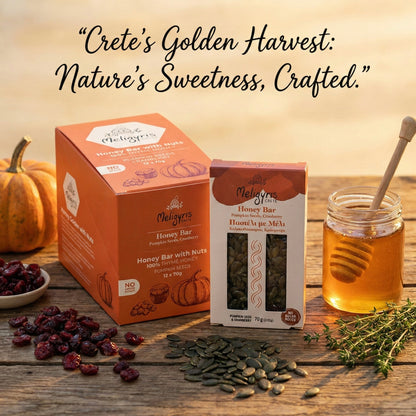 Meligyris HONEY BAR WITH NUTS, Pumpkin Seeds & Cranberries, Retail Display Pack of 12