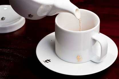 T Series Mug and Saucer with Lid, White