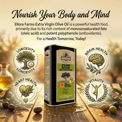 Ellora Farms PDO Kolymvari Extra Virgin Olive Oil, 1 Ltr Tin & Organic Tuscany Bread Dipping Mix, Combo
