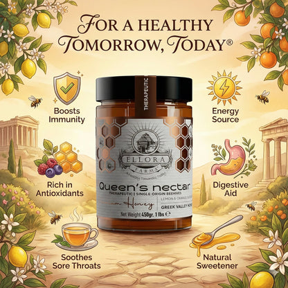 Ellora Farms, Greek Raw Honey, Queens Nectar, Lemon & Orange Blossom, 450g