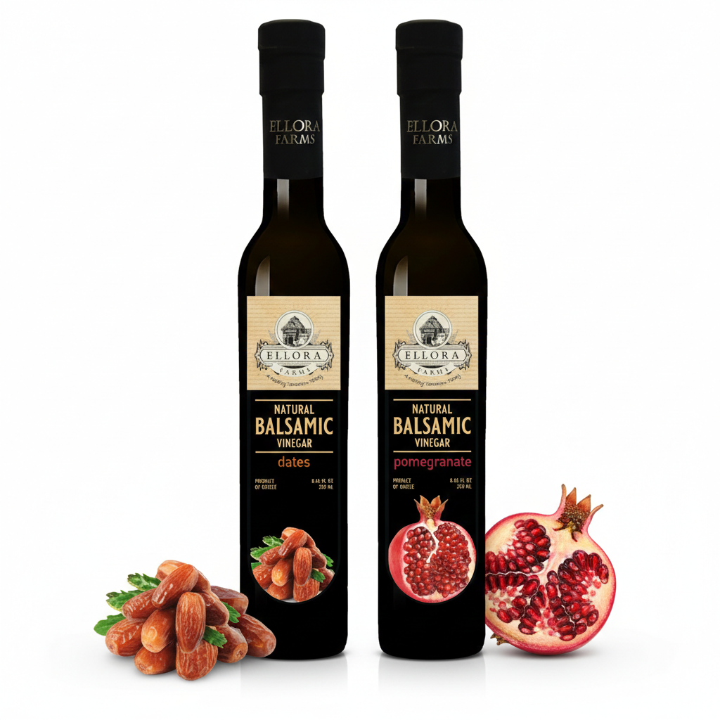 Ellora Farms, Pomegranate and Date Syrup Infused Balsamic Vinegar, Combo Pack, Greece, 8.5 oz. Each