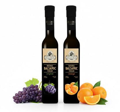 Ellora Farms, Plain Natural and Orange Infused Balsamic Vinegar, Combo Pack, Greece, 8.5 oz. Each
