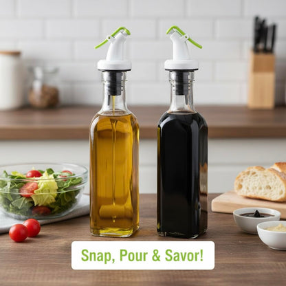 Ellora Farms, RANI Chef Pourer 2 Pk, Venus Chef Pourer, Perfect for Oil, Vinegar or Wines, Snap on Lock, Green