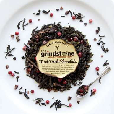 ORGANIC MINT DARK CHOCOLATE, Loose Leaf  Pu-erh Tea & Mint Chocolate, Dessert Tea Collection, 2 oz. Jar