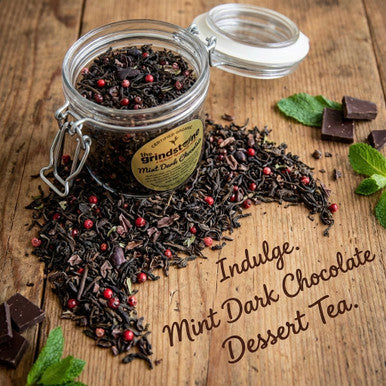 ORGANIC MINT DARK CHOCOLATE, Loose Leaf  Pu-erh Tea & Mint Chocolate, Dessert Tea Collection, 2 oz. Jar