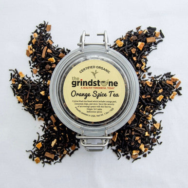 Organic Orange Spice Chai Tea, Specialty loose black tea collection, 1.5 oz Jar