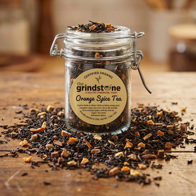 Organic Orange Spice Chai Tea, Specialty loose black tea collection, 1.5 oz Jar