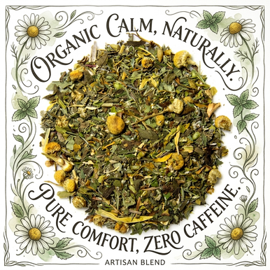 Organic Calming Tea, Caffeine Free Herbal Infusion with Hint of a Mint, 1 oz Jar