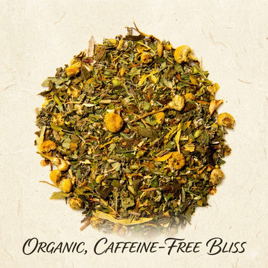 Organic Calming Tea, Caffeine Free Herbal Infusion with Hint of a Mint, 1 oz Jar