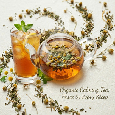 Organic Calming Tea, Caffeine Free Herbal Infusion with Hint of a Mint, 1 oz Jar